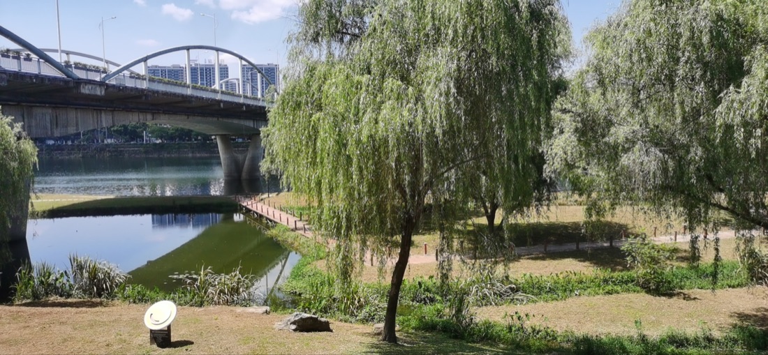 城市公园儿童游乐场全景，无人